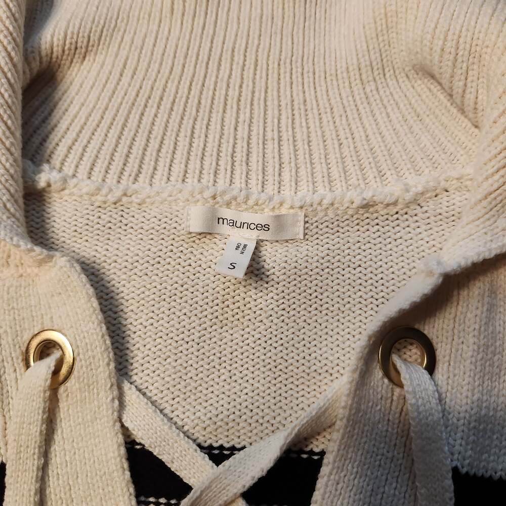 Stripe Lace Up Collared Sweater